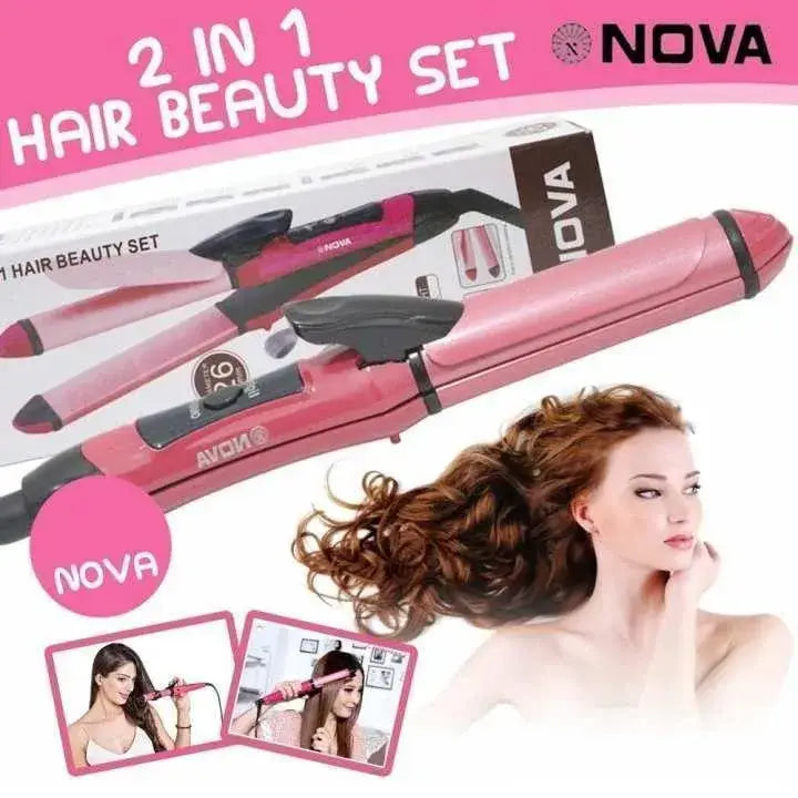 NOVA 2 in 1 Hair Beauty Set – Hair Straightener & Curler