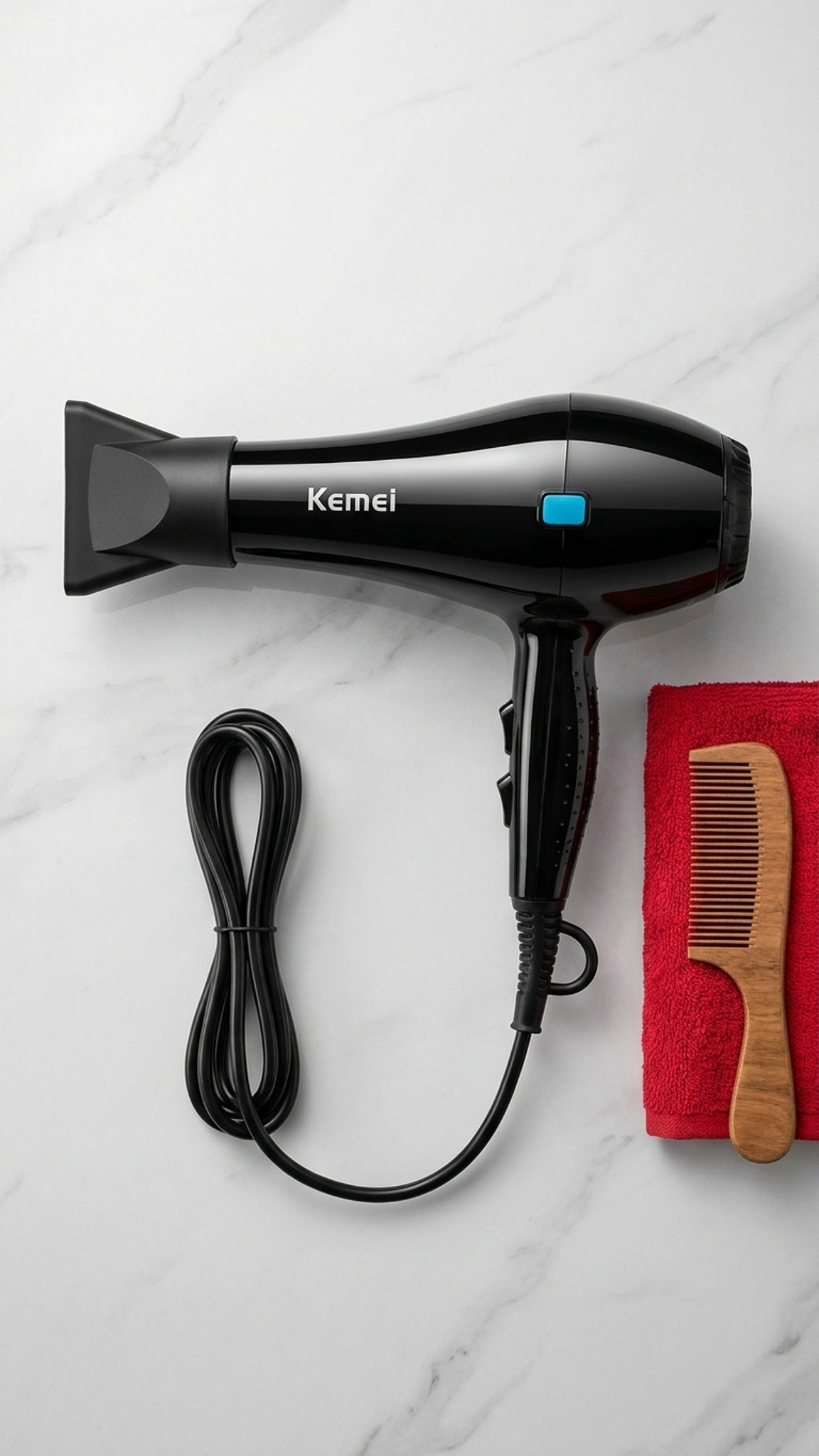 Kemei Professional Hair Dryer 5000W – High-Speed Blow Dryer with 3 Heat & 2 Speed Settings