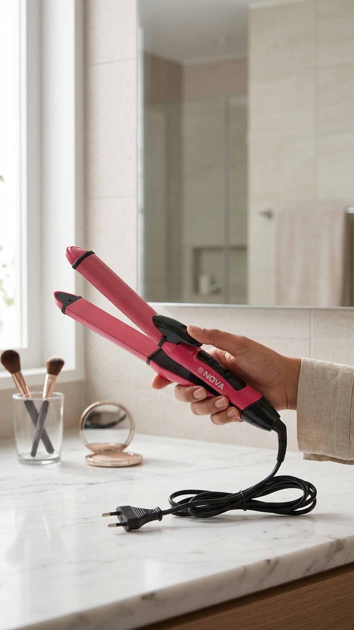 NOVA 2 in 1 Hair Beauty Set – Hair Straightener & Curler
